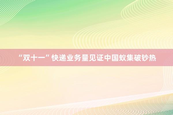 “双十一”快递业务量见证中国蚁集破钞热