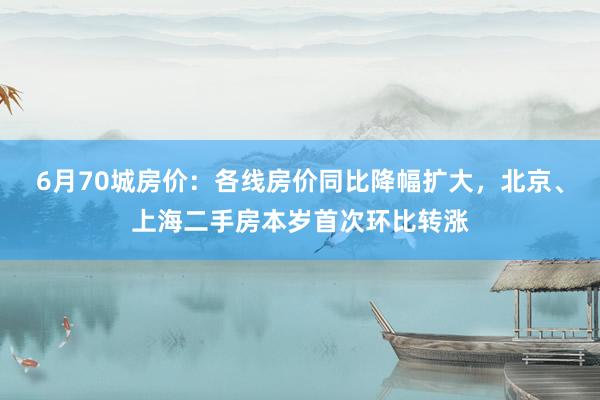 6月70城房价：各线房价同比降幅扩大，北京、上海二手房本岁首次环比转涨